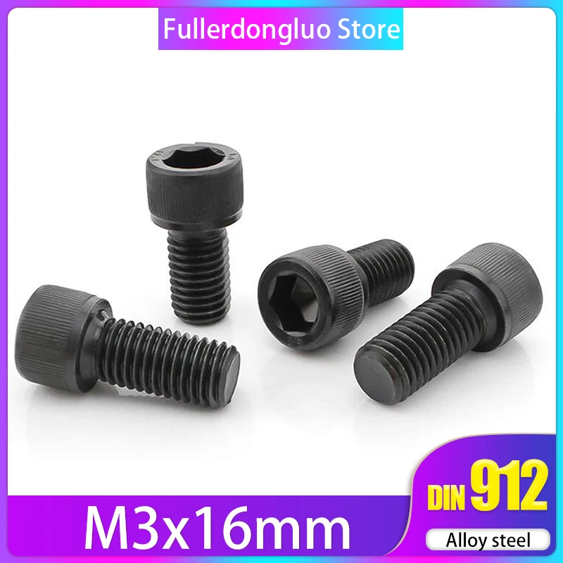 

100Pcs M3x16 Alloy Steel Socket Cap Screw, Hex Drive, Class 12.9 ( screws m3 16 m3*16 m3 16mm m3*16 )