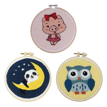 

3 Pack Cartoon Punch Embroidery Kits Punch Pen For Beginners