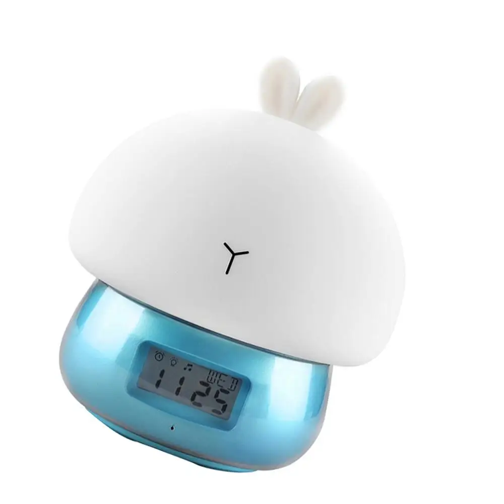 

Silicone Cute Night Light Alarm Clock Cartoon USB Charging Multi-Function Colorful Led Recording Pat Light