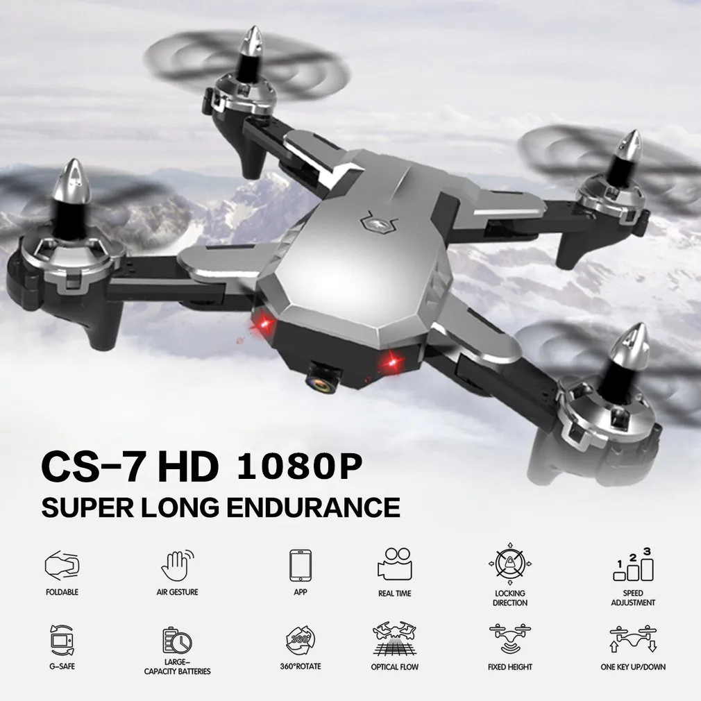 CS-7 складной Квадрокоптер с 4 канала 6-Axis Gyro Бла(беспилотный летательный аппарат 480P 720P 1080 Камера Скорость Регулируемый «Безголовый» режим ощущающий силу тяжести - Цвет: 1080P Silver