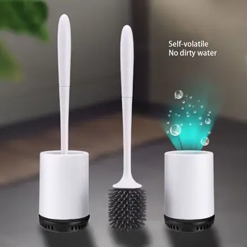 

Household Toilet Brush And Holder Bathroom Toilet Bowl Cleaning Brush Soft Silicone Bristle Cleaning Tools