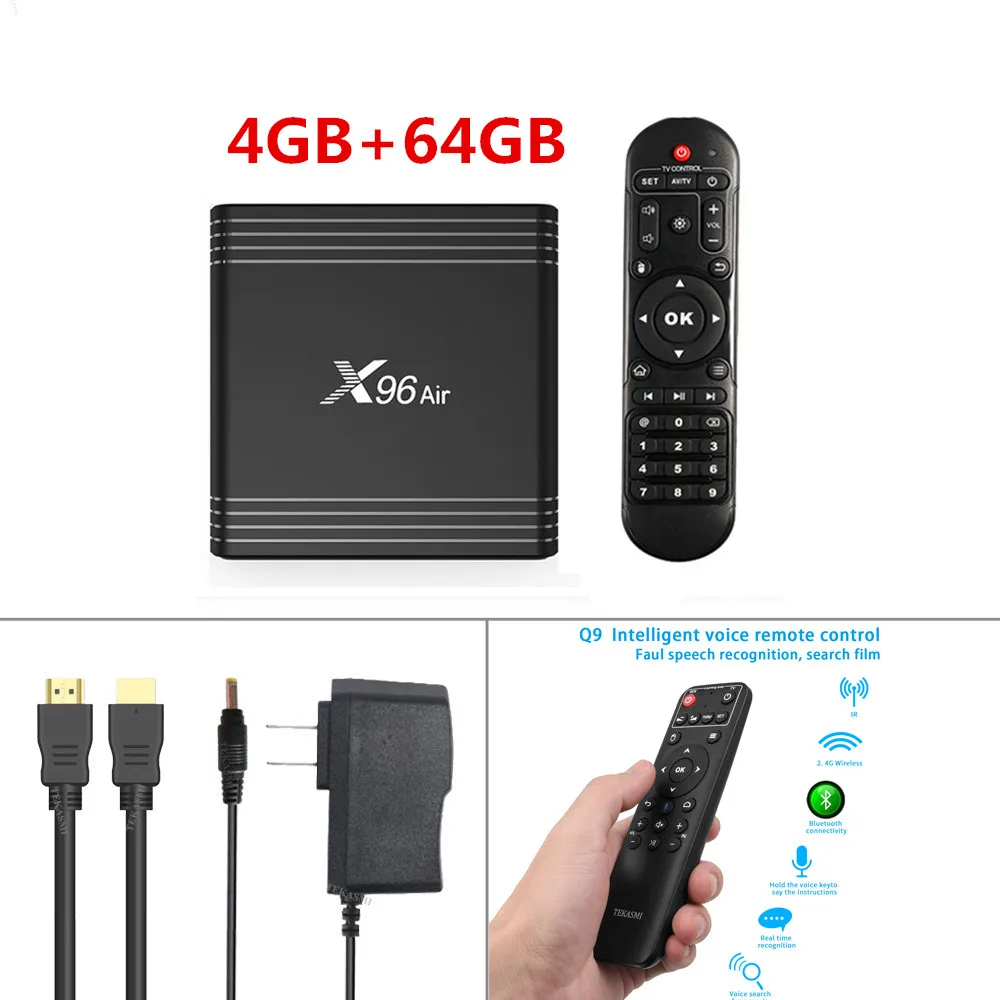 4G 64G Q9 voice RC X96 Air Android 9,0 ТВ приставка Amlogic S905X3 4GB 64GB 32GB wifi 8K Netflix X96 Air 2G16G X96 приставка pk h96 max - Цвет: 4G 64G Q9 voice RC