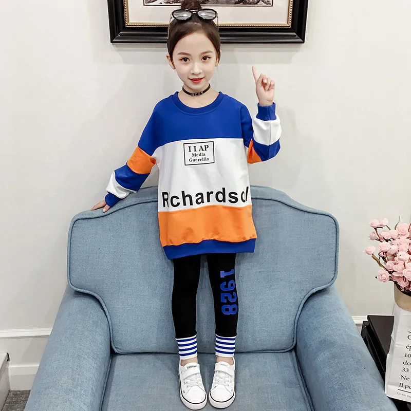 

Girls Autumn Clothing Set 2019 New Style Child Big Boy Girls Mid-length Set-Set Western Style Beautiful