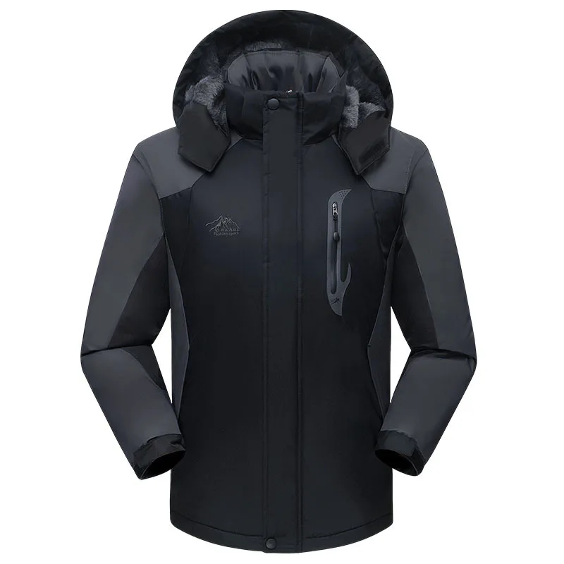 Autumn and winter couple mountaineering warm windproof hooded solid color clothing outdoor riding cold men and women