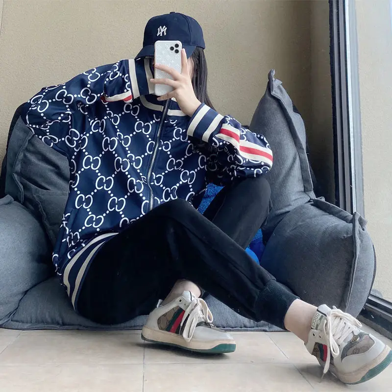 

2020 new AOP Baseball Jacket Women's autumn thin ins Korean loose top