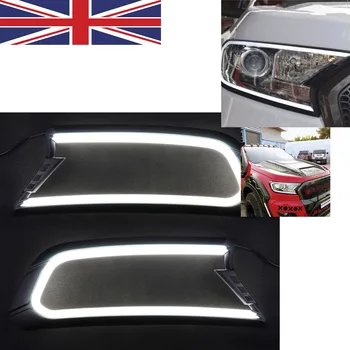

TAIHONGYU LED DRL Daytime Running Light Headlight Lamp Trim Cover Fit for Ford Ranger MK2 Everest 2015 2016 2017 2018 UK Ship