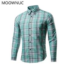 Умные повседневные рубашки, новинка, официальная одежда, модные, в клетку, Азиатский Размер, мужской бренд, без глажки, мужские, летние, Осенние, с длинными рукавами MOOWNUC