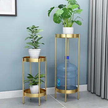 

Nordic Metal Plant Stand 2-tire Gold Flower Metal Stand Office Home Iron Plant Stand White Metal Garden Decors Metal Shelves