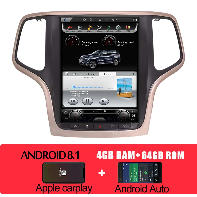 KiriNavi вертикальный экран Tesla стиль Android 8,1 10," Автомобильная Радио gps навигация для JEEP Grand Cherokee автомобильный dvd-плеер+ 4G - Цвет: Android car radio