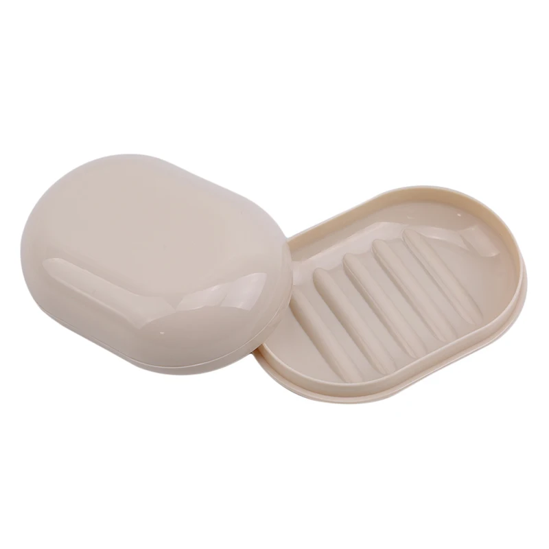 Creative Cute Bathroom Soap Box 1Pc Circular Square Apricot Grey Household Travel Easy To Carry Soap Box - Цвет: square  apricot