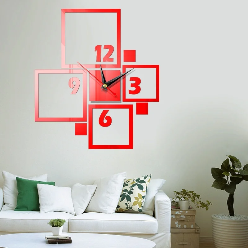 

DIY 3D Wall Clock Modern Design Mirror Surface Sticker Silent Digital Clock Home Office Decor Wall Stickers for Bedroom Office