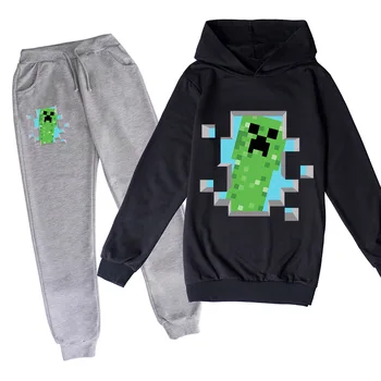 

2020 kids Boys Girls suit Minecrafters Cartoon Clothes Sweatshirts Long Sleeve +trousers Christmas Shirt thanksgiving outfits