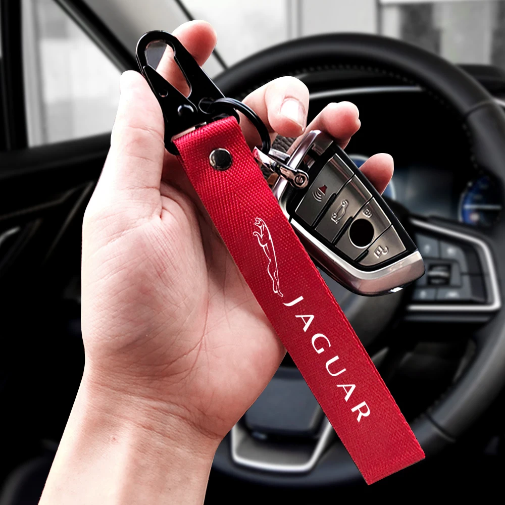 Car Accessories 1PCS Lanyard Keychain Streamer Bag Pendant Keyring For Jaguar X-TYPE F-TYPE S-TYPE XE XF XJ XJR XFR XJS F-PACE