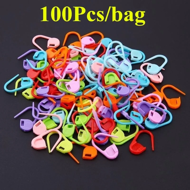 

100Pcs / Bag Mini Case Knitting Crochet Locking Stitch Plastic Markers Cute Paper Clips