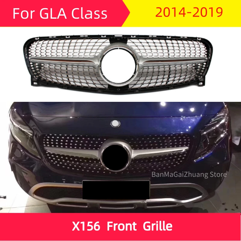 Алмазная Передняя решетка для mercedes X156- GLA класс GLA180 GLA200 GLA250 GLA45 ABS передний Стайлинг автомобильной решетки
