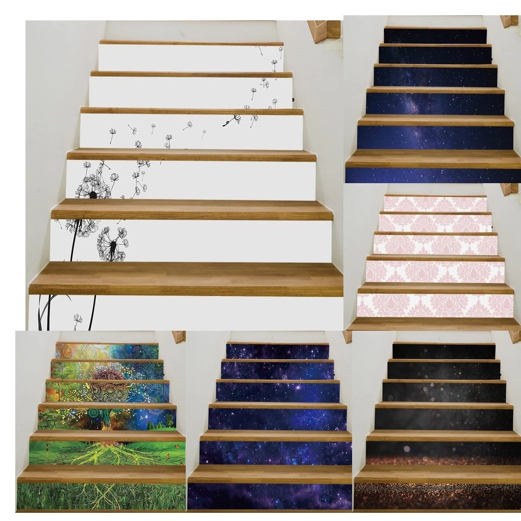 6Pcs Staircase Stair Riser Stickers DIY Wall Decals-Home Decor Self Adhesive, for Skateboard & Outdoor & Staircase