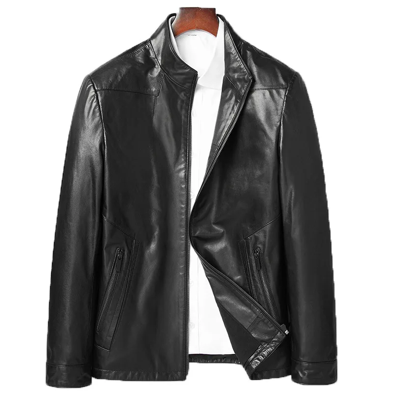 

Boollili Men's Leather Jacket Real Sheepskin Leather Coat Motorcycle Genuine Leather Slim Jackets Men Fashion