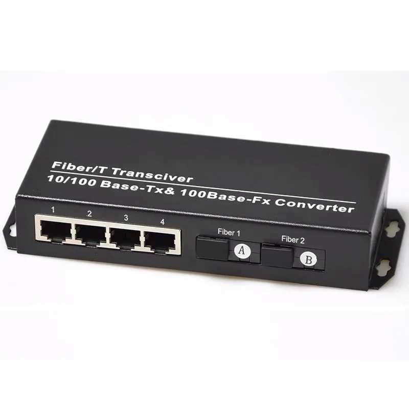 10/100 м Быстрый Ethernet-коммутатор конвертер gigabit Ethernet волоконно-оптический медиа конвертер одиночный режим 4* RJ45& 2* Быстрый оптоволоконный коммутатор