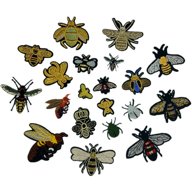 

Sewing Clothes Bee Embroidery Cloth Sticker Insect Patch Iron-on Embroidery Patches Hotfix Applique Motifs Garment Stickers