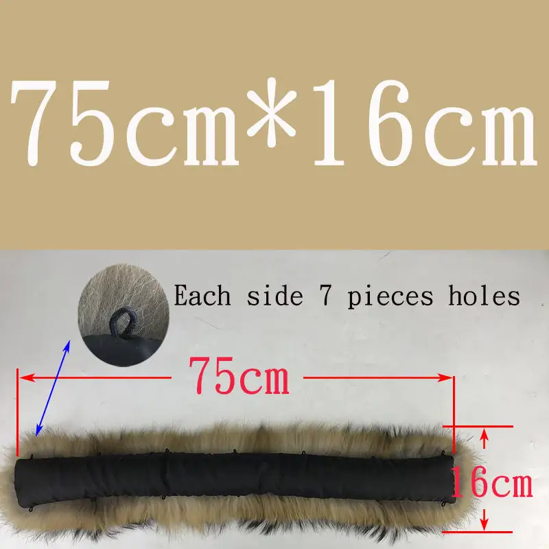 Natural 75cmX16cm Воротник из натурального меха натуральный мех енота шарф для мужчин женщин детские парки пальто мужской мех воротники черный 50 60 70 90 см - Цвет: Natural 75cmX16cm