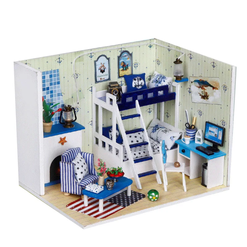 

DIY Hut Hand-made Dark Blue Mini Small House Model Villa Xingmeng Toy Creative Adult Gift Women's