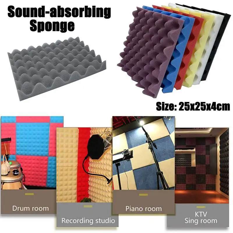 

10pcs/lot Soundproofing Foam Sponge Acoustic Sound Treatment Studio Room Absorption Wedge Tiles Polyurethane Foam 250x250x40mm
