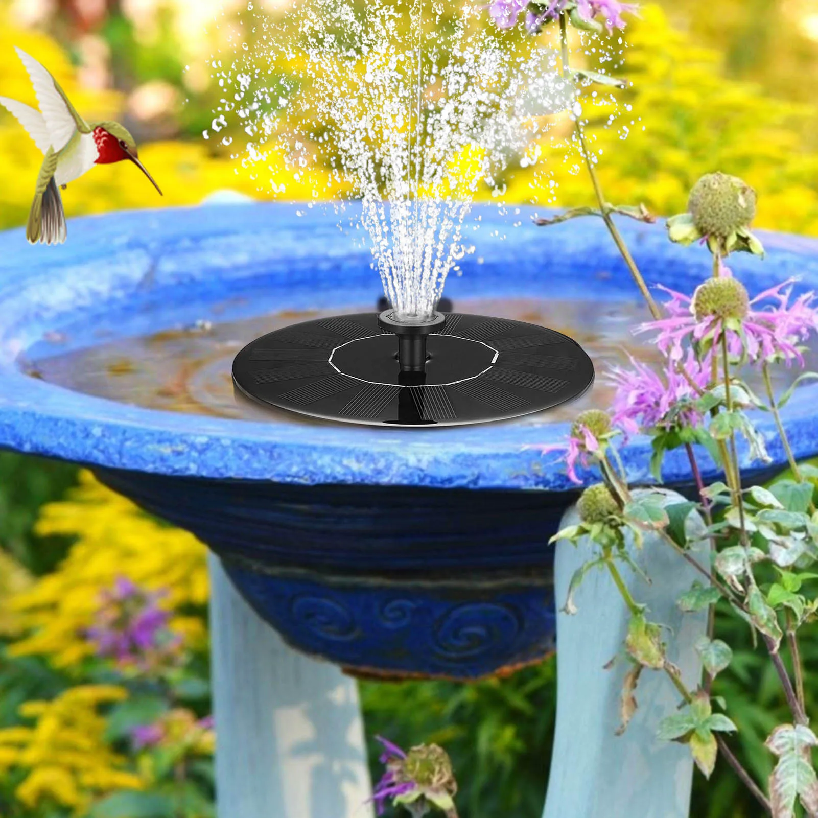 Bird Bath Solar Fountain Powered Water Pump Floating Outdoor Pond Garden Pool WO 