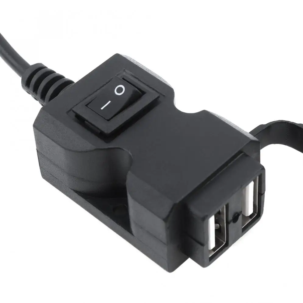 9 V-90 V DC 5V 2.1A 1A двойной USB адаптер водонепроницаемый мотоцикл зарядное устройство с кнопкой переключения и 2 вида опорных кронштейнов
