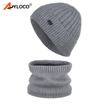 

Winter Neck Warmer Knitted Hat Scarf Set Fur Wool Lining Thick Warm Knit Beanies Balaclava Hiking Hat for Men Women Cap Skullies