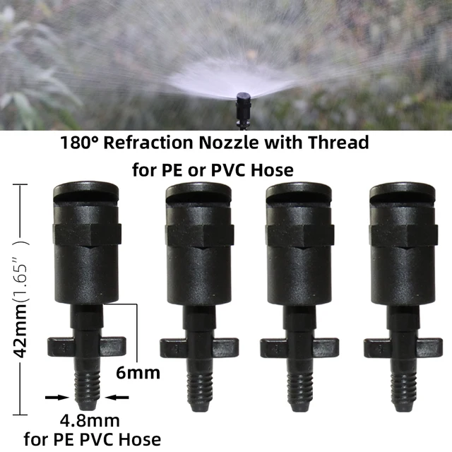 20Db 180 Fokos Fekete Refrakciós Fúvóka Sprinklerek 1/4 ' Barb 4/7 Mm -Es Csavarcsatlakozók Permetező Kerti Növények Öntözése - Image 2