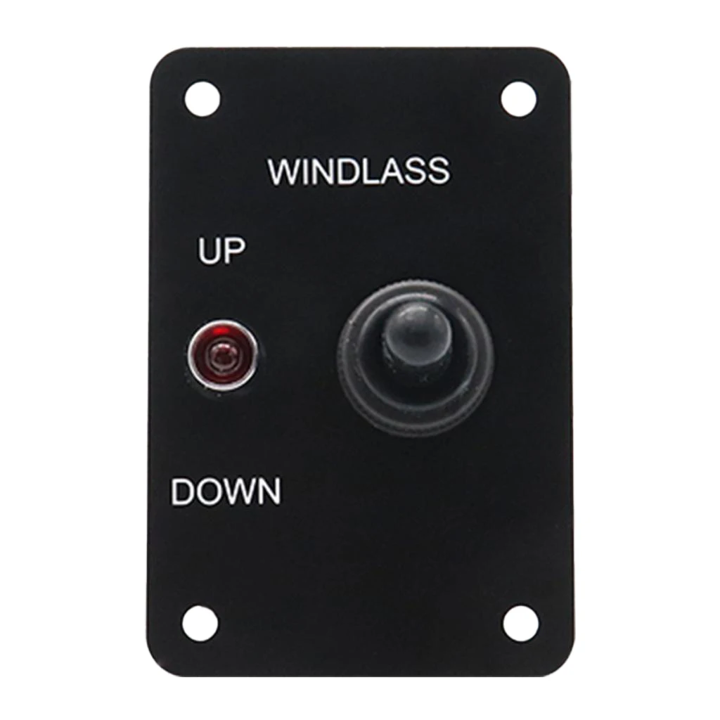 Marine 12V Anchor Windlass UP/Down Toggle Switch Control Panel Red Indicator