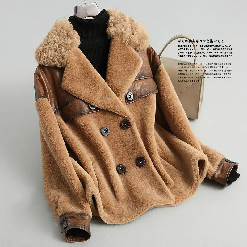 

Women's Real Fur Coat 100% Wool Jacket Autumn Winter Coat Clothes 2019 Sheep Shearling Sheepskin Coat Korean Vintage Tops ZT4071