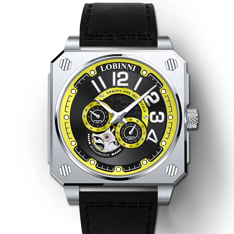 

LOBINNI Mens Automatic Watches Male Luxury Mechanical Wristwatch Waterproof Luminous Sapphire Watch for Men reloj hombre