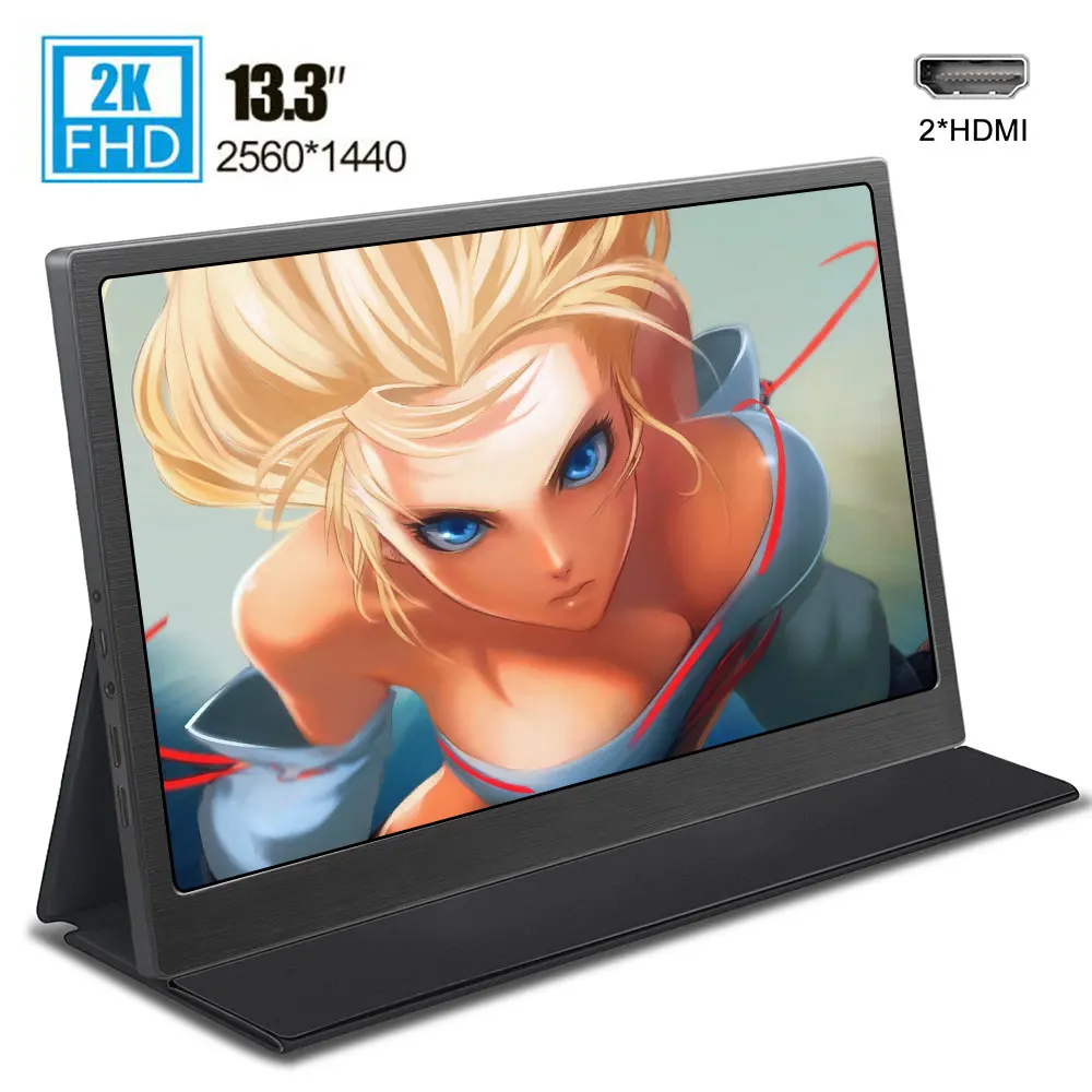 

13.3 Inch 2k IPS Portable Monitor Laptop & Gaming Monitors HDMI LED Display for Computer PC PS4 Xbox Camera 2560x1440