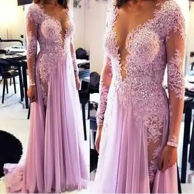 vestido de festa longo элегантные кружевные аппликации с бисером Длинные Сексуальные вечерние платья с глубоким v-образным вырезом платья для матери невесты