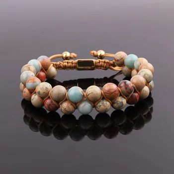 JARAVVI High Quality New Style Natural Stone Beads Handmade Braided Wrap Macrame Bracelet Women Jewelry Gift