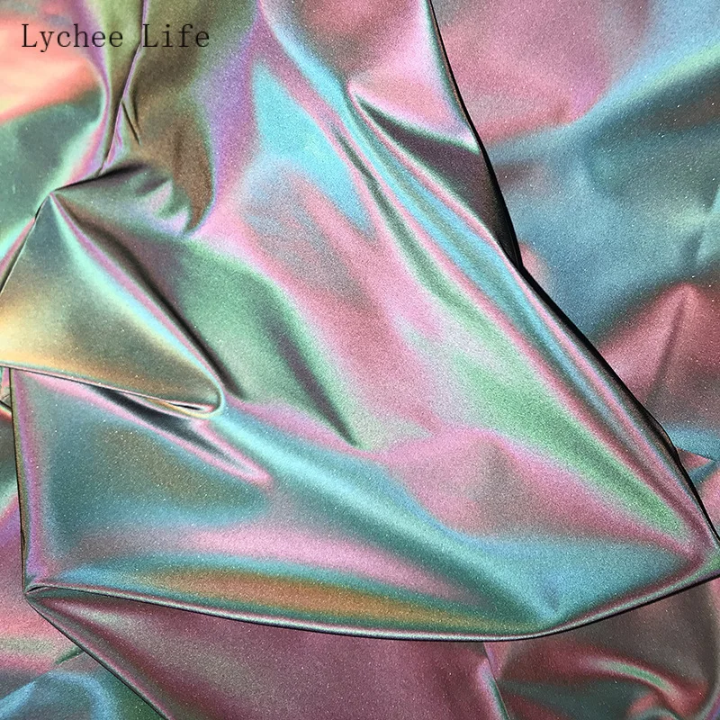 Lychee жизни 45x140 см градиент цвета светоотражающая ткань для симфония светоотражающий плащ куртка Лоскутная Ткань