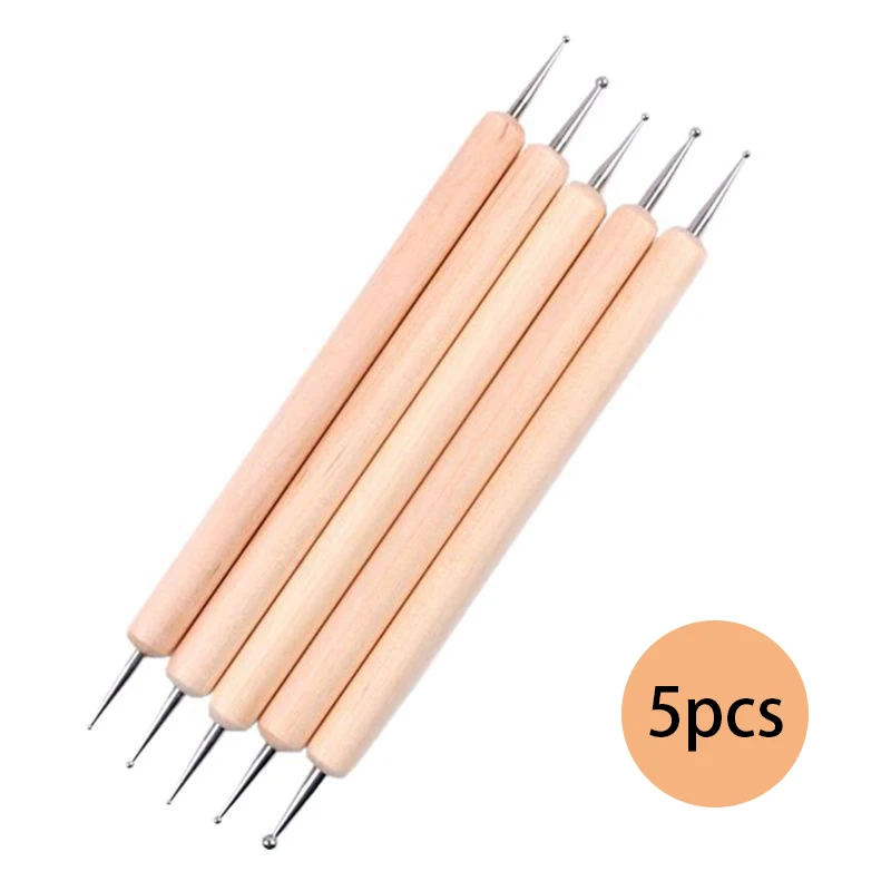 5 Pcs Point Drill Creasing Pen Clay Modeling Tool Spiral Double Head Art Dotting Pottery Tools DIY Ball Styluses Tools