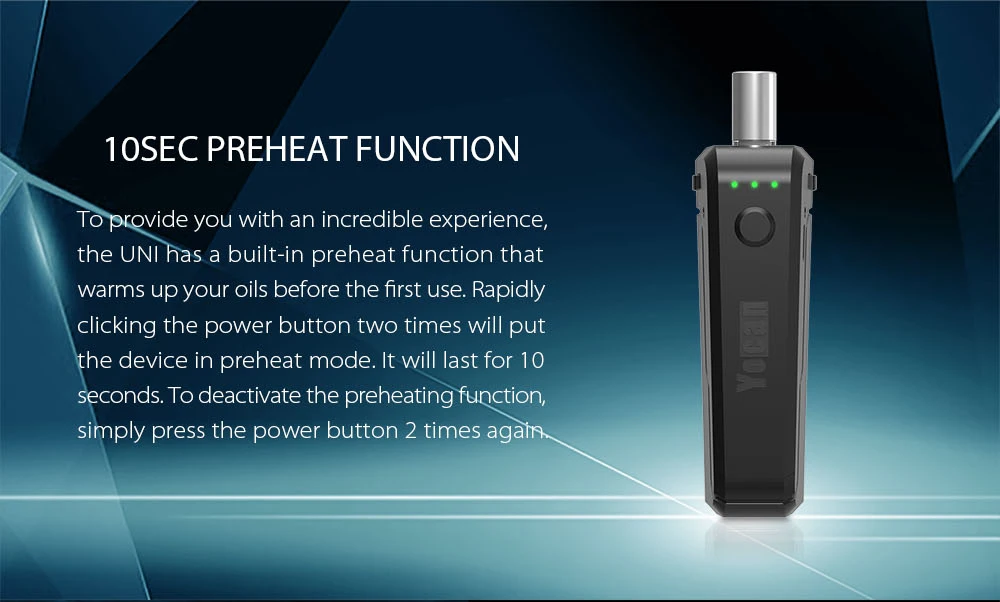 Yocan UNI Box mod Preheat переменное напряжение VV 650 мАч батарея с 510 резьбой для густая масляная емкость Vape MOD картридж