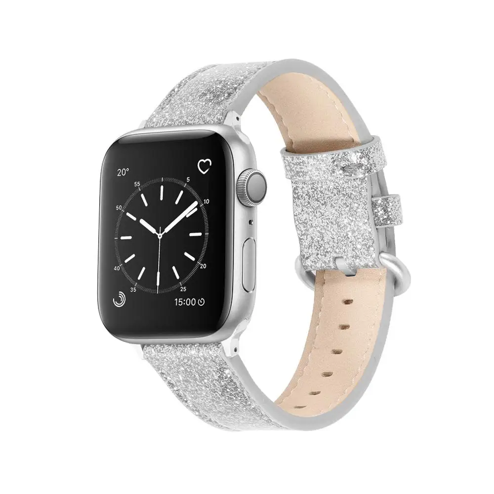 Узкая петля для Apple Watch кожаный ремешок 40 мм 44 мм для iwatch 38 мм 42 мм ремешок серии 5 4 3 2 1 розовое золото Рождество - Цвет ремешка: Sliver