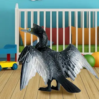

7.5cm Simulation Animal Model Cormorant Fish Eagle Water Raven Poultry Bird Doll Children's Solid Plastic Toy Decoration