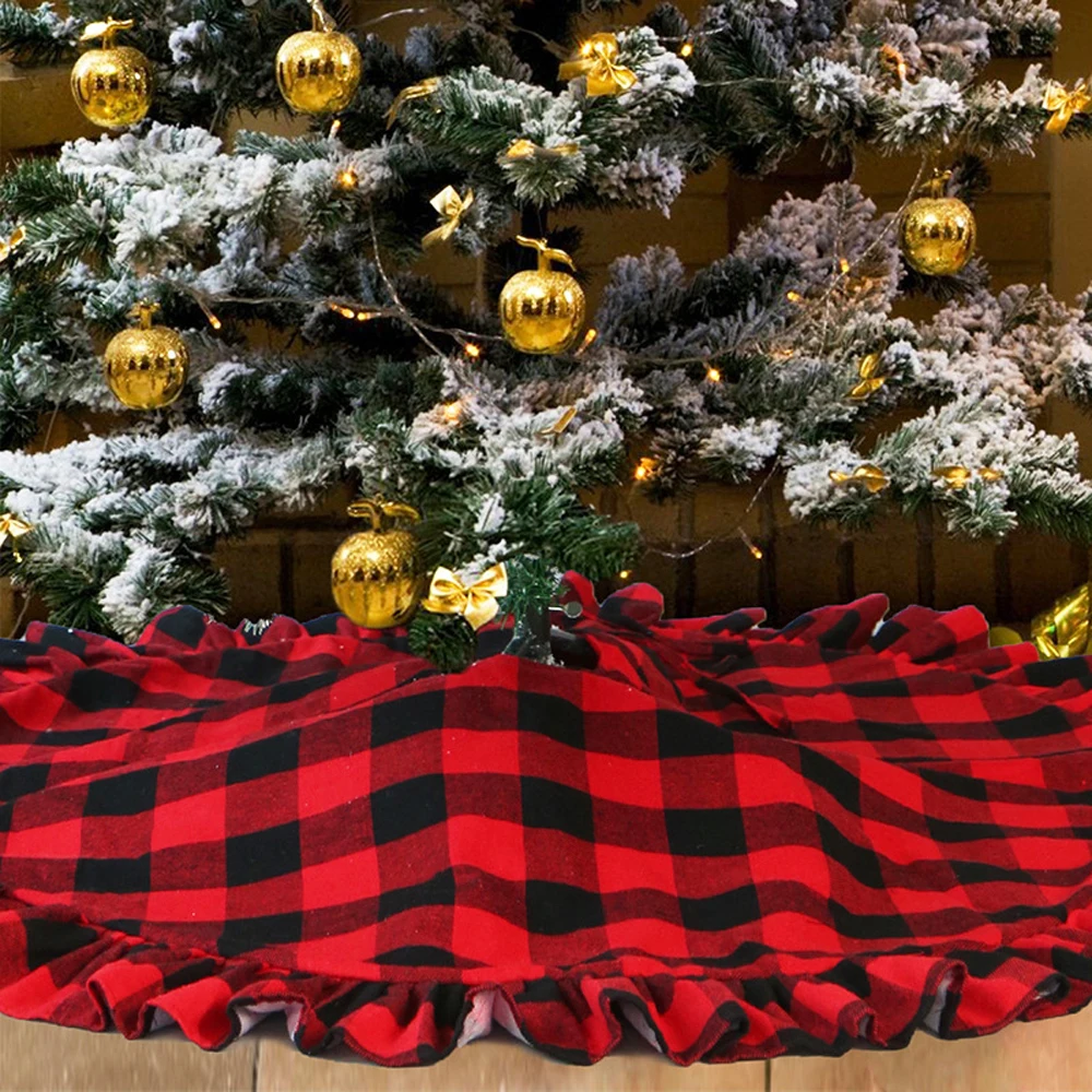 1 Pcs Christmas Tree Dress Ornament Classic Red And Black Plaid Skirt Placed Gift Up Family Venue Layout | Дом и сад