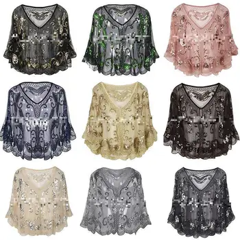 

Evening Party Sequins Pashmina Lady Shawls Chal Muffler Bling Echarpes Mantilla Mesh Poncho Tippet Perspective Mujer Bufanda