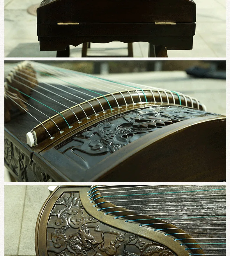 professional 21 strings Chinese zither nanmu solid wood Guzheng Professional 9 dragons engraved Gu zheng zither free shipping