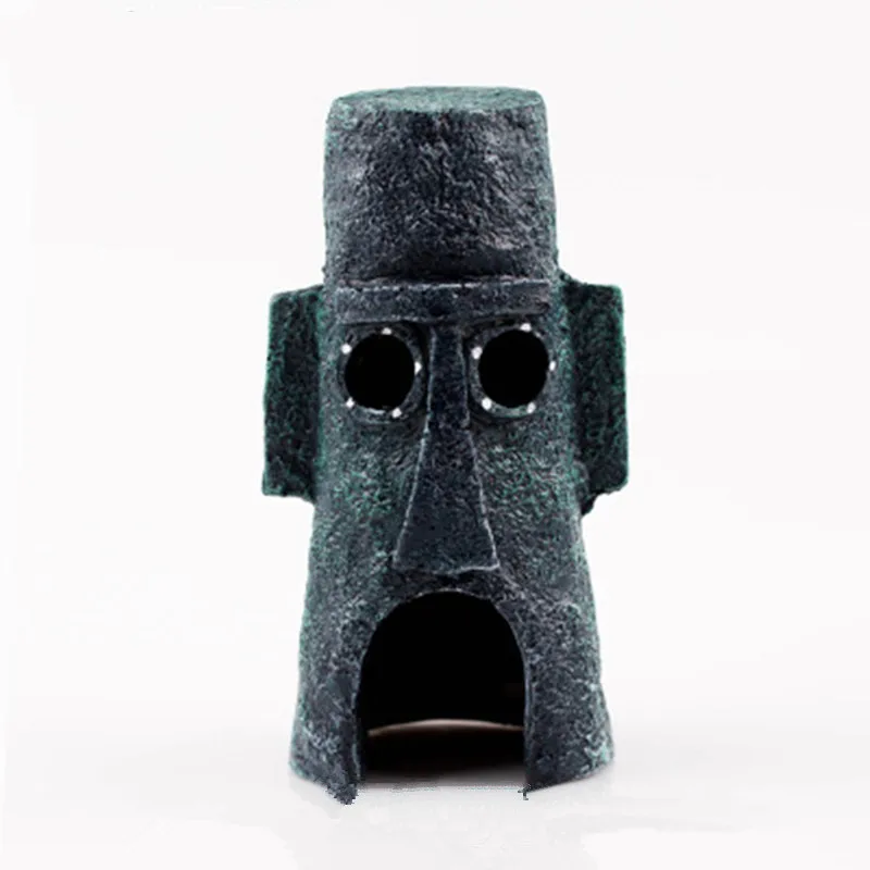 Черный Маленький аквариум SpongeBob украшение дом в форме ананаса сквидворд Пасхальный остров аквариум для рыб мультяшное украшение для детей - Цвет: Черный