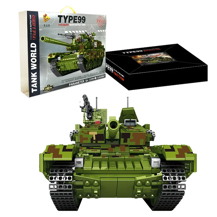 

Pan luo si 632002 Military Series Type 99 Main Battle Tank Children Assembled Fight Inserted Educational Building Blocks Toy