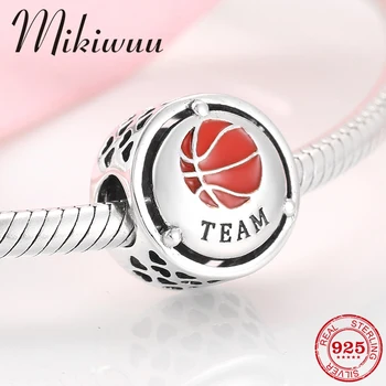 

925 Silver Basketball team Round sports Charms Beads Jewelry Making Fit Original Mikiwuu charms Bracelets