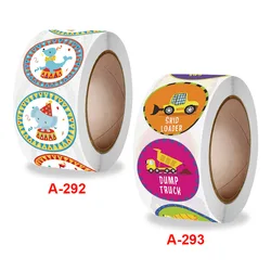 500 Pieces of Stickers for Kids Reward Sticker 8 Pattern Cute Elephant Toys Truck Bus Tractor Bulldozer Bullet Journal Sticker