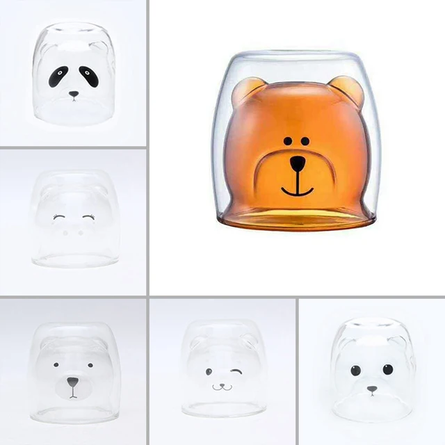 $US $6.73 Creative Transparent Double Walls Glass Cartoon Bear Cat Duck Coffee Mug Milk Juice Cute Cup Send G