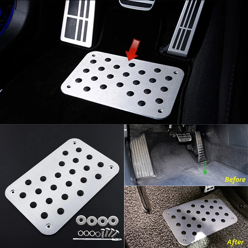 Universal Aluminum Alloy Car Floor Mat Carpet Thick Heel Plate Pedal